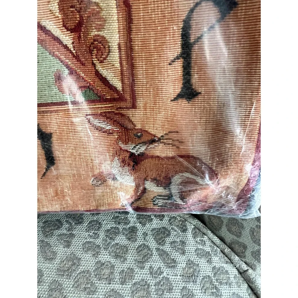 Historic Scotland Gothic Tapestry Pillow Cover Medieval Floral Rabbit Bird 19x19
